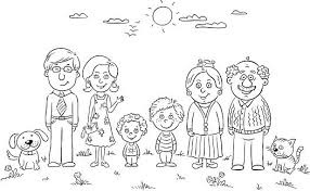Happy Family Outline Vector Art Illustration Family Coloring Pages Family Drawing Family Coloring