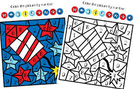 Fourth of july coloring pages spotlight usa flag, soldiers, map, bald eagle, capital with the flag, fireworks, and more patriotic symbols. 4th Of July Color By Number Printable Views From A Step Stool