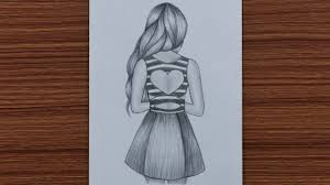 How To Draw Easy Girl With Beautiful Dress Step By Step Easy Drawings Girl Drawing Sketches Beautiful Easy Drawings