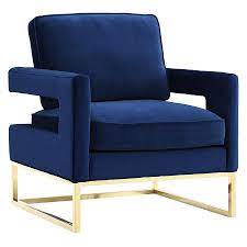 Offer casually comfortable seating with a fresh style, and add this modern blue guest chair to a home or office space. Modern Chairs Austria Blue Velvet Chair Eurway