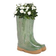 Vtg yellow ceramic ski boot planter park city, utah 7x9 lewis & trenton nj. Novelty Green Wellington Boots Planter