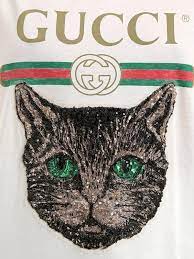 Versace, gucci, crooks, metallic, cat, snake, bandana, parttime gucci fashion supreme burberry bape chanel cool black armani off white pattern brand cute animal cats kitten kitty funny pet feline animals love black. Gucci Cotton Logo T Shirt With Mystic Cat In White Lyst