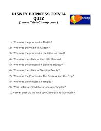 Some printable trivia options for seniors include: Disney Princess Trivia Quiz Trivia Champ