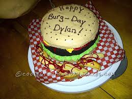 Birthday Cake For 9 Year Old Boy Hamburger Lover Birthday Cake For A 9 Year Old Boy Boy Birthday Cake Cool Birthday Cakes Homemade Birthday Cakes