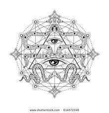 Colorfy and recolor them any way you like. Hand Drawn Illustration With All Seeing Eye And Snakes Sacred Geometry Design For Fashion Tattoo Sacred Geometry Tattoo How To Draw Hands Third Eye Tattoos