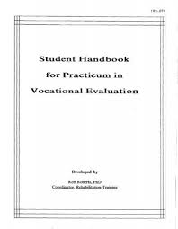 Student Handbook For Practicum In Vocational Evaluation Ncrtm