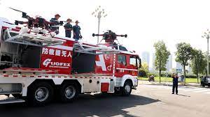 intelligent fire fighting uav system command vehicle which is manufactured by chongqing guofei uav vehicles firefighter