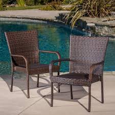 Outdoor Wicker Brown Stackable Club Chairs Set Of 2 Walmart Com Outdoor Wicker Chairs Outdoor Wicker Patio Furniture Wicker Dining Chairs