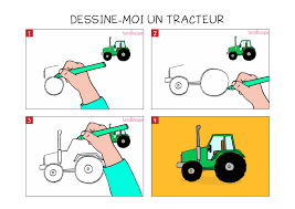 Dessins en couleurs à imprimer : Apprendre A Dessiner Un Tracteur En 3 Etapes