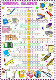 School Things Crossword Puzzle With Key English Esl Worksheets For Distance Learning And Physical Class English Language Teaching English Lessons Crossword