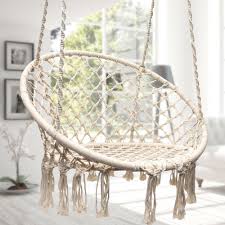 beige hanging cotton rope macrame hammock chair swing outdoor home garden 265lbs hanging swing chair swinging chair hammock swing chair