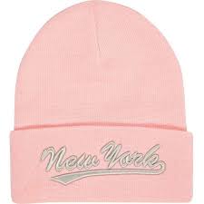 River Island Light Pink New York Beanie Hat Light Pink Hat Embroidered Beanie Pink Beanies