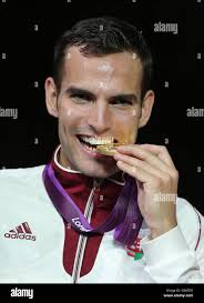 Medal ceremony for the mens fencing sabre hi-res stock photography and  images