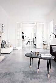 Concrete Floor White Walls And Black Furniture For A Modern Feel Interior Home Flooring Options
