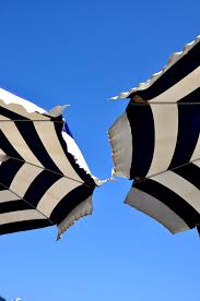 Black And White Striped Umbrella Rapallo Sky Italy Summer Beach Umbrella Beach