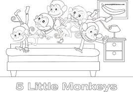 Holiday coloring pages 3 little pigs reading. Five Little Monkeys Jumping Bed Coloring Pages