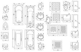 Vasche da bagno vasche in pianta, in sezione. Blocchi Sanitari Cad Dwg