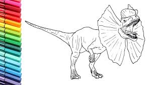 Jurassic park indominus rex coloring page free printable. How To Draww And Color The Dilophosaure Dinosaur From Jurassic Wolrd Evo Drawing For Kids Youtube