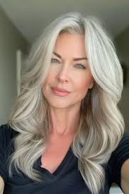 Love the gray hair. I think it make your beauty stand out like your blue  eye or bright eyes and you blushing cheeks! Beautiful !