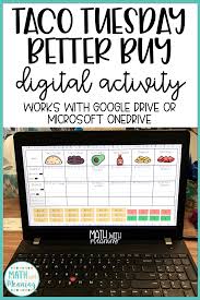 Students Will Practice Finding The Better Buy With This Fun Taco Tues Math Projects Middle School Maths Activities Middle School Google Classroom Middle School