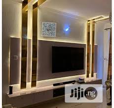 Enchanting and modern gypsum board tv wall units to see more read it. Luxury Panel Tv Stand With Gold Led Lights In Lekki Furniture Noker Furnish Jiji Ng