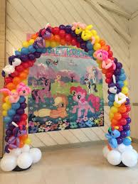 Here Is A My Little Pony Themed Balloon Arch I Twisted With The Ponies All Aro My Little Pony Birthday Little Pony Birthday Party My Little Pony Birthday Party