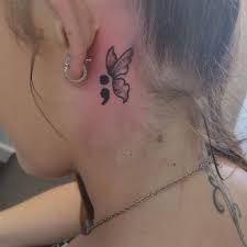 Behind the ear tattoo designs is one of the best ways to express designs that one may not want everyone to see. What Does A Semicolon Butterfly Tattoo Mean Tattooswin