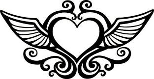 Coloring Page Of Hearts With Wings Heart With Wings Heart Drawing Heart Coloring Pages