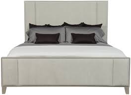 West elm simple bed frame king size wooden platform headboard footboard brown. Upholstered Panel Bed Bernhardt