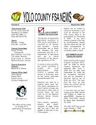 Volume 5 September 2006 Yolo County FSA 221 W. Court, Suite 3B Woodland, CA  95695 (530) 662-3986 x 2 (530) 662-4876 FAX Hours:
