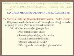 Freud A Gore Bazi Bireysel Durumlar Savunma Mekanizmalari