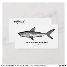Black And White Shark Design Vintage Sharks In Black White And Red Calling Card Zazzle Com Vintage Shark Business Card Design Calling Cards