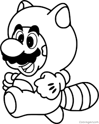 Free toad super mario coloring pages | coloring_pages. Mario Raccoon Coloring Page Coloringall