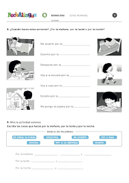 Greetings And Daily Routines Worksheet Rockalingua Spanish Worksheets Kindergarten Worksheets Kindergarten Worksheets Printable