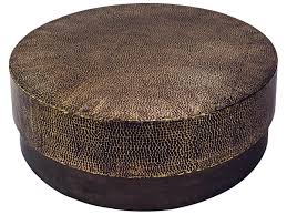 This unique copper top coffee table adds a unique flare to a classic midcentury coffee table design. Seasonal Living Ingot Aged Bullion Hand Hammered Copper Hantaro 44 Wide Round Coffee Table Sea520ft004p2ab