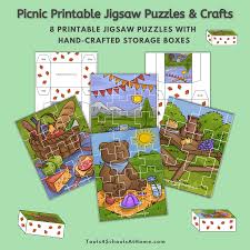 New daily puzzles each and every day! 8 Picnic Printable Jigsaw Puzzles And Miniature Boxes Tools 4 Schools At Home