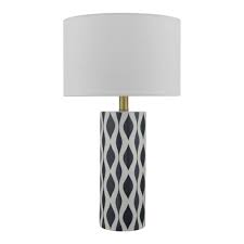 Jackie 19 high navy blue accent table lamps set of 2 $ 105.00. Ceramic Table Lamp Navy Blue White Waves Shade Lighting Company Uk