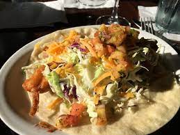 For each fiery fish taco, top two corn tortillas with fish, sour cream, and corn salsa. Fish Taco At Happy Hour Picture Of Captain Jack S Maui Tripadvisor