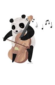 Panda Playing Music Med Bilder Illustrator