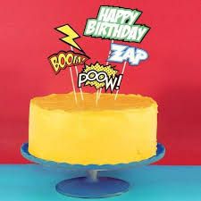 You have probably guessed this i then piped on the birthday message and thought a spell on the other side would make it obvious that it was a book of spells! Comic Book Cake Toppers Gent Supply Co