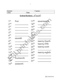 Maybe you would like to learn more about one of these? Ordinal Numbers 1st To 31st Esl Worksheet By Tacta