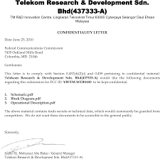 Telekom research & development sdn bhd. Tm Webs100 Access Point 802 11 B G Cover Letter Cover Letter Confidentiality Request 20100625 Telekom Research Development Sdn Bhd 437333 A