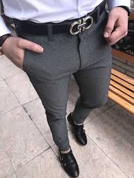 Italyan Stil Likrali Armur Desen Erkek Keten Kumas Pantolon T1559 Mens Denim Pantsuit Pants