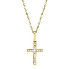 14k yellow gold cross jewelry. 0 06 Ct 14k Yellow Gold Diamond Cross Necklace The Diamond Center Where Wisconsin Gets Engaged