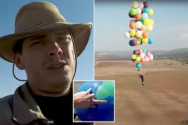 Image result for fly with helium balloons english tourist in africa