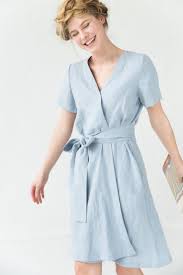 Linen Dress Light Blue Dress Wrap Dress Pocket Dress Midi Etsy In 2020 Light Blue Dresses Linen Dress Wrap Dress