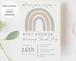Gender Neutral Rainbow Baby Shower Invite Rainbow Baby Etsy Baby Shower Invitations For Boys Rainbow Baby Shower Boho Baby Shower Invitations