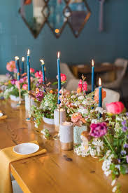 A Colorful Philadelphia Engagement Blue Taper Candles Flower Centerpieces Wedding Wedding Candles