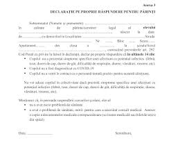 Document Declaraţie Pe Propria Răspundere Părinţi Iţi Duci Copilul La Scoală In Toamnă Doar Sub Semnatură