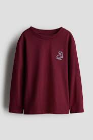 Áo thun dài tay - Màu đỏ đậm/Khủng long - Kids | H&M VN